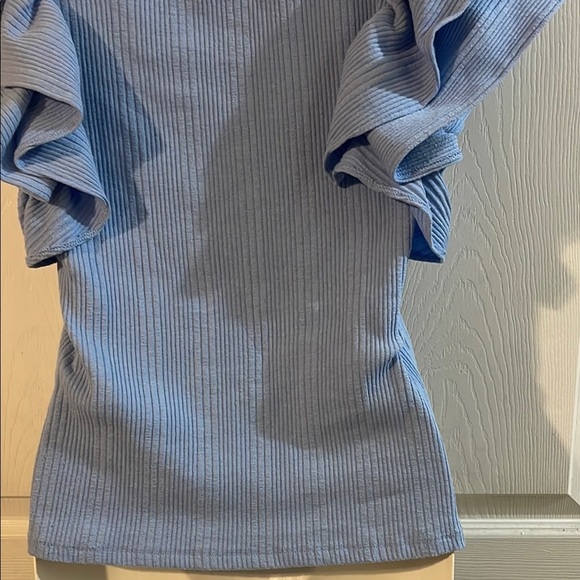 Zara Blue Ruffle Sleeve Blouse - Picture 5 of 6